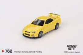 Nissan  - Skyline GT-R (R34) 1999 yellow - 1:64 - Mini GT - 00762-R - MGT00762rhd | Toms Modelautos