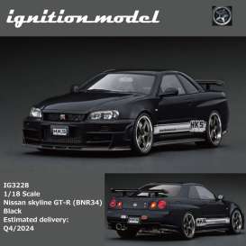 Nissan  - Skyline GT-R (BNR34) black - 1:18 - Ignition - IG3228 - IG3228 | Toms Modelautos