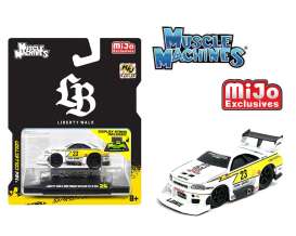 Nissan  - Skyline GT-R 1999 white/yellow - 1:64 - Maisto - 15566 - mai15566WHmjs | Toms Modelautos