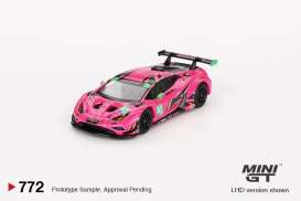 Lamborghini  - Huracan 2023 pink/black - 1:64 - Mini GT - 00772-L - MGT00772lhd | Toms Modelautos