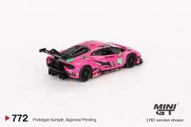 Lamborghini  - Huracan 2023 pink/black - 1:64 - Mini GT - 00772-L - MGT00772lhd | Toms Modelautos