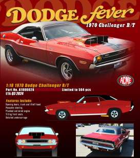 Dodge  - Challenger R/T 1970 red/black - 1:18 - Acme Diecast - 1806028 - acme1806028 | Tom's Modelauto's