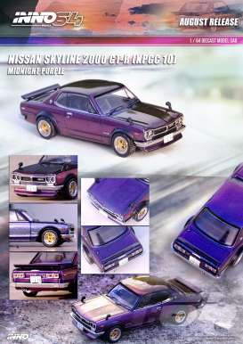 Nissan  - Skyline purple - 1:64 - Inno Models - in64-KPGC10-MPII - in64KPGC10MPII | Toms Modelautos