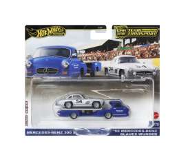 Mercedes Benz  - 300SL & MB blue wonder truck 1955 blue/silver - 1:64 - Hotwheels - HRV48 - hwmvHRV48 | Toms Modelautos