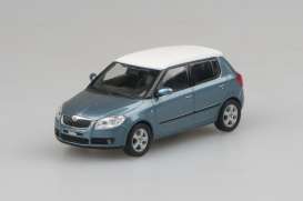 Skoda  - Fabia II 2006 satin grey metallic/white - 1:43 - Abrex - 143AB-008CEW - ab143AB-008CEW | Tom's Modelauto's