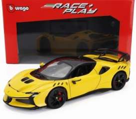 Ferrari  - SF90XX 2024 yellow/black - 1:18 - Bburago - 18-16020Y - bura16020Y | Toms Modelautos