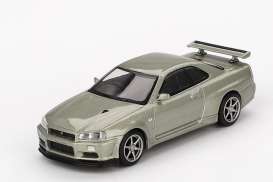 Nissan  - Skyline GT-R (R34) V-Spec II 2002 silver - 1:64 - Mini GT - 01003BL - MGT01003BL | Toms Modelautos