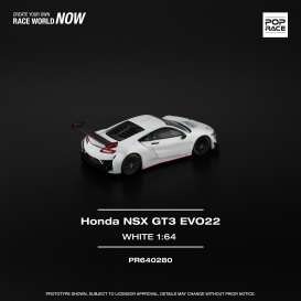 Honda  - NSX GT3 EVO22 white - 1:64 - Pop Race Limited - PR640280 - PR640280 | Toms Modelautos