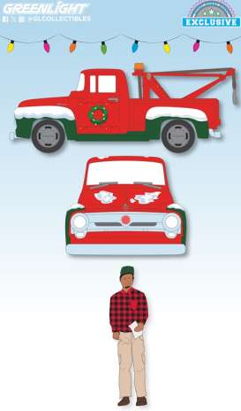 Ford  - F-100 1956 red/white/green - 1:64 - GreenLight - 30564B - gl30564B | Toms Modelautos