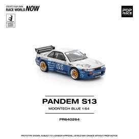 Nissan  - Silvia S13 blue/silver - 1:64 - Pop Race Limited - PR640264 - PR640264 | Toms Modelautos