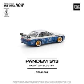 Nissan  - Silvia S13 blue/silver - 1:64 - Pop Race Limited - PR640264 - PR640264 | Toms Modelautos