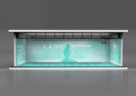 diorama Accessoires - Lady Parking with light blue/white - 1:64 - Black Box Diorama - MO914018 - MO914018 | Toms Modelautos
