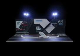 diorama Accessoires - Mazda booth with light white/black/blue - 1:64 - Black Box Diorama - MO925203 - MO925203 | Toms Modelautos