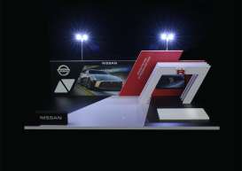 diorama Accessoires - Nissan  booth with light white/black/black - 1:64 - Black Box Diorama - MO925204 - MO925204 | Toms Modelautos
