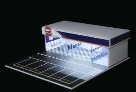 diorama Car Garage - Gulf garage with light red/blue/white - 1:64 - Black Box Diorama - MO936102 - MO936102 | Toms Modelautos