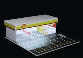 diorama Car Garage - Shell garage with light yellow/red - 1:64 - Black Box Diorama - MO936103 - MO936103 | Toms Modelautos