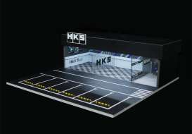 diorama Car Garage - HKS garage with light various - 1:64 - Black Box Diorama - MO936104 - MO936104 | Toms Modelautos