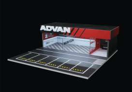 diorama Car Garage - Advan  black/red/white - 1:64 - Black Box Diorama - MO936105 - MO936105 | Toms Modelautos