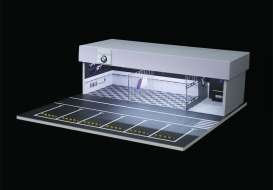diorama Car Garage - BMW garage with ligh white/black - 1:64 - Black Box Diorama - MO936109 - MO936109 | Toms Modelautos