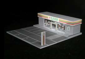 diorama Accessoires - 7-Eleven parking lot with ligh various - 1:64 - Black Box Diorama - MO936204 - MO936204 | Toms Modelautos