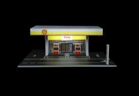 diorama Accessoires - Shell gas station  red/yellow - 1:64 - Black Box Diorama - MO936209 - MO936209 | Toms Modelautos