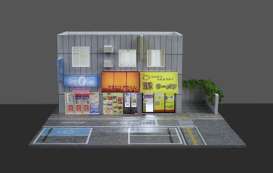 diorama Accessoires - Japan corner shop diorama with various - 1:64 - Black Box Diorama - MO936414 - MO936414 | Toms Modelautos
