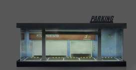 diorama Accessoires - Parking lot with light blue/brown/white - 1:64 - Black Box Diorama - MO960115 - MO960115 | Toms Modelautos