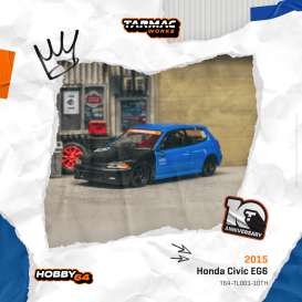 Honda  - Civic EG6 black/blue - 1:64 - Tarmac - T64-TL001-10TH - TC-T64-TL001-10TH | Toms Modelautos