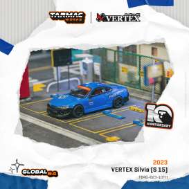 Nissan  - Silvia (S15) black/blue - 1:64 - Tarmac - T64G-023-10TH - TC-T64G-023-10TH | Toms Modelautos