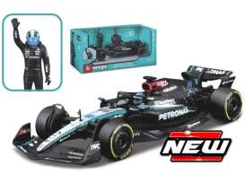 Mercedes Benz AMG - W15 2024 black/silver/turquoise - 1:24 - Bburago - 18-28069R - bura28069R | Toms Modelautos