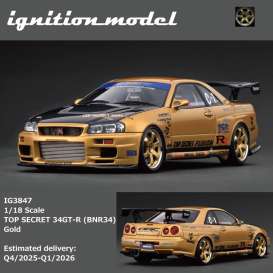 Nissan  - TOP SECRET 34GT-R (BNR34)  gold - 1:18 - Ignition - IG3847 - IG3847 | Toms Modelautos