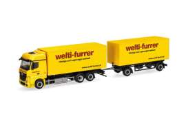 Mercedes Benz  - Actros yellow/red - 1:87 - Herpa - H319355 - herpa319355 | Toms Modelautos