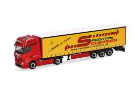 Mercedes Benz  - Actros red/orange - 1:87 - Herpa - H319218 - herpa319218 | Toms Modelautos