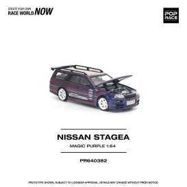 Nissan  - Stagea purple - 1:64 - Pop Race Limited - PR640382 - PR640382 | Toms Modelautos