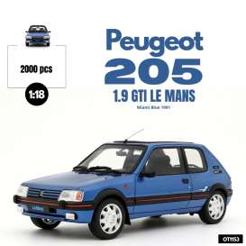 Peugeot  - 205 1991 blue - 1:18 - OttOmobile Miniatures - OT1153 - otto1153 | Toms Modelautos