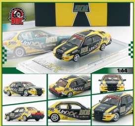 Toyota  - Corolla AE100 1998 black/yellow - 1:64 - BM Creations - 64B0455 - BM64B0455 | Toms Modelautos