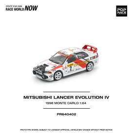 Mitsubishi  - Lancer 1998 white/red/orange - 1:64 - Pop Race Limited - PR640402 - PR640402 | Toms Modelautos