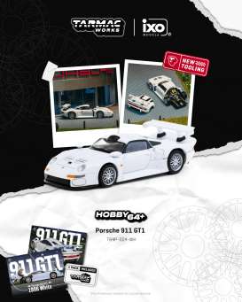 Porsche  - 911 GT1 white - 1:64 - Tarmac - T64P-004-WH - TC-T64P-004-WH | Toms Modelautos