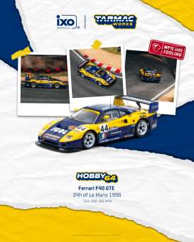 Ferrari  - F40 blue/yellow - 1:64 - Tarmac - T64-088-96LM44 - TC-T64-088-96LM44 | Toms Modelautos