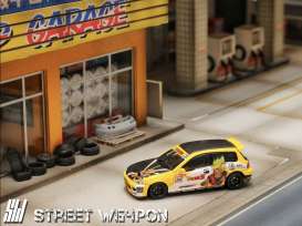 Honda  - Civic EG6 yellow/black/white - 1:64 - Street Weapon - STW220 - STW220 | Toms Modelautos