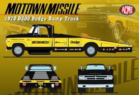 Dodge  - D-300 Ramp Truck 1970 black/yellow - 1:18 - Acme Diecast - 1801918 - acme1801918 | Toms Modelautos