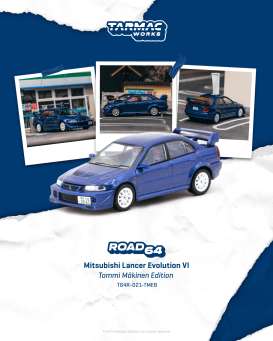 Mitsubishi  - Lancer Evo VI blue - 1:64 - Tarmac - T64R-021-TMEB - TC-T64R-021-TMEB | Toms Modelautos