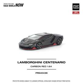 Lamborghini  - Centenario carbon/red - 1:64 - Pop Race Limited - PR640436 - PR640436 | Toms Modelautos