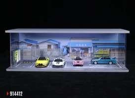 diorama Accessoires - Canteen parking lot with light various - 1:64 - Black Box Diorama - MO914412 - MO914412 | Toms Modelautos