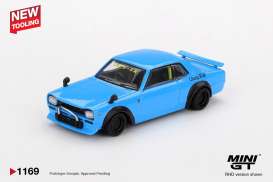 Nissan  - Hakosuka 2015 baby blue - 1:64 - Mini GT - 01169R - MGT01169Rhd | Toms Modelautos