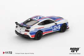 Ford  - Mustang 2025 white/red/blue - 1:64 - Mini GT - 01172L - MGT01172Lhd | Toms Modelautos