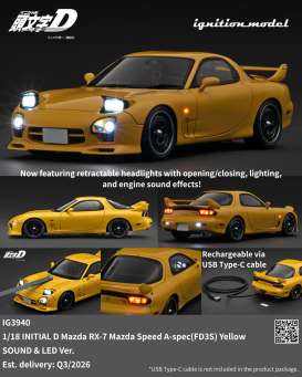 Mazda  - RX-7 yellow - 1:18 - Ignition - IG3940 - IG3940 | Toms Modelautos