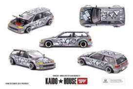 Honda  - Civic 1987 grey/white - 1:64 - Mini GT - KHMG260 - MGTKHMG260 | Toms Modelautos