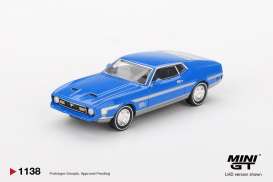 Ford  - Mustang Mach 1 1971 blue - 1:64 - Mini GT - MGT01138-L - MGT01138L | Toms Modelautos