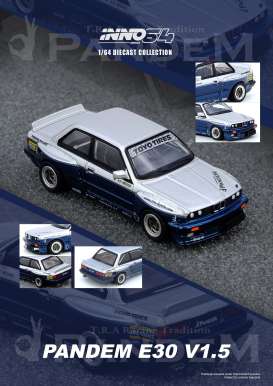 BMW  - E30 M3 silver/blue - 1:64 - Inno Models - IN64-E30P-SILBLU - IN64-E30P-SILBLU | Toms Modelautos